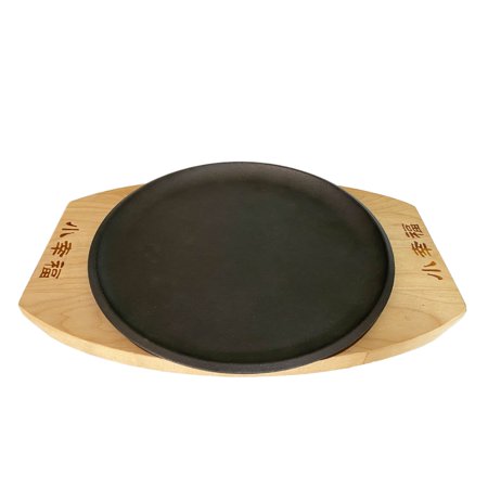 Aa2Zee 9" Pre-seasoned Premium Cast Iron Skillet With Wooden Base - CIPGP0809BLK