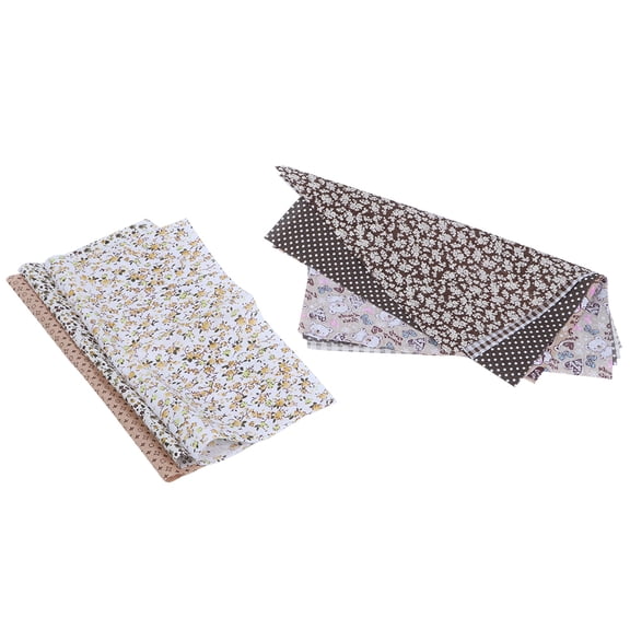 Premium Precut Cotton Sewing Quilting Fabric Square Patches for DIY Handcraft Accessories Plant Floral Pattern Coffee Brown 9.8x9.8 inches / 25x25 cm Multi-Purpose Crafting Material Set