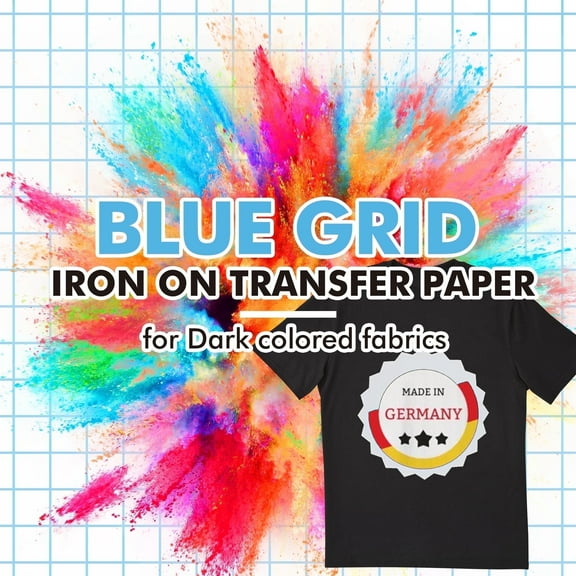 T-Master Blue Grid Printable Heat Transfer Vinyl Paper for Dark Fabric T-shirts, 30 Ct, Iron-on Transfer Paper 8.5 x 11 inch for Inkjet Printers and Cutters