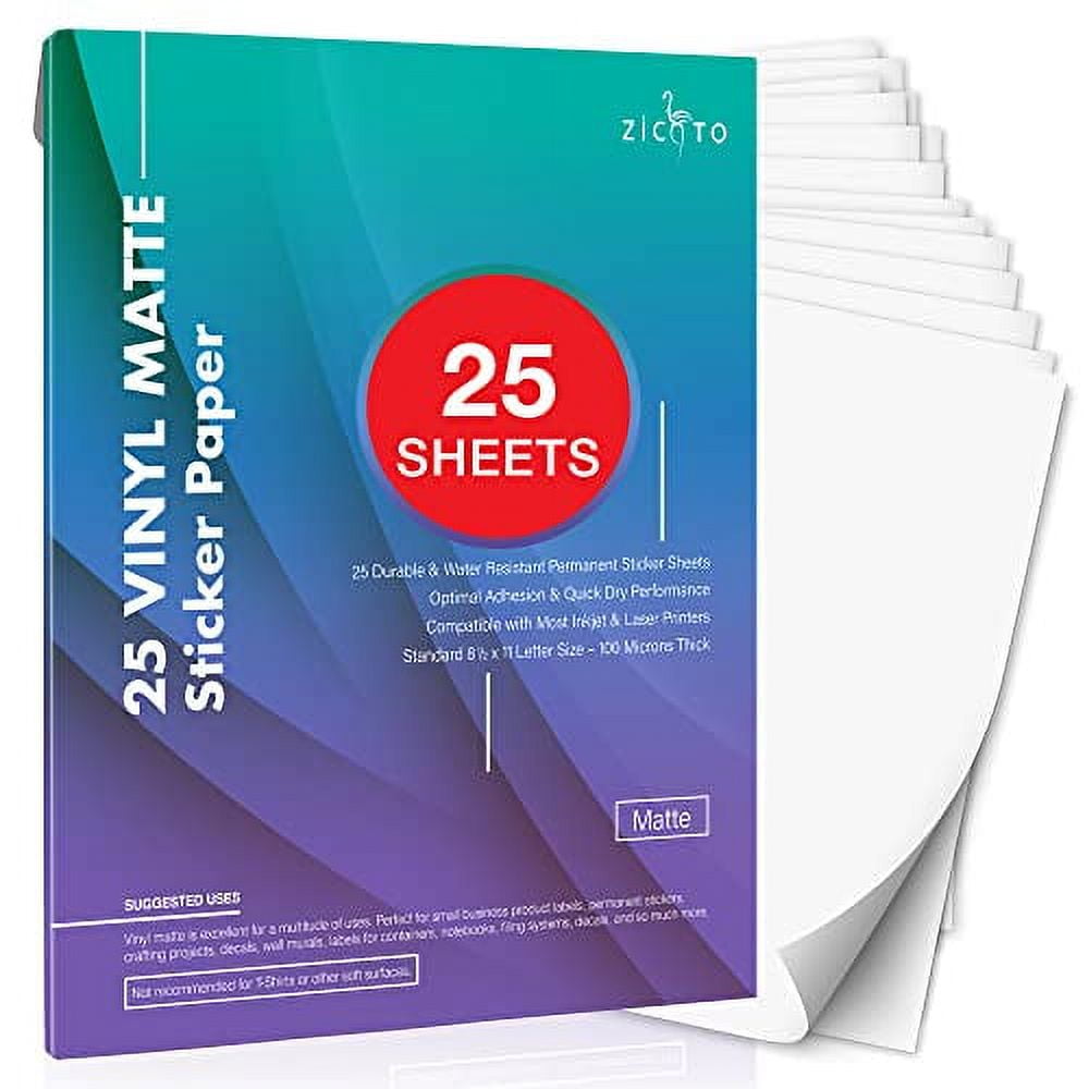 PRINTABLE VINYL STICKER Paper Matte White A4-50 Premium Self
