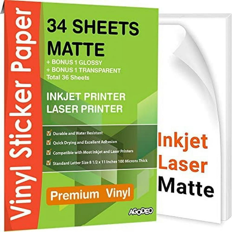  Printable Vinyl for Inkjet Printer -28 Pack Matte