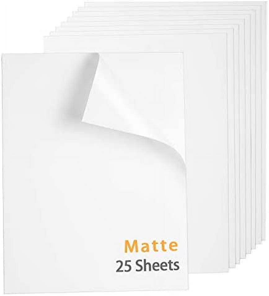 JOYEZA Premium Printable Vinyl Sticker Paper for Inkjet Printer - 25 Sheets  Matte White Waterproof, Dries Quickly Vivid Colors, Holds Ink well- Tear  Resistant - Inkjet & Laser Printer White