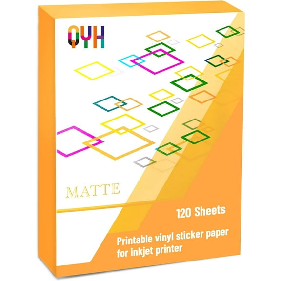 Premium Printable Vinyl for Inkjet Printer-120 Matte Waterproof Sticker Paper 8.5" x 11" White Decal Labels