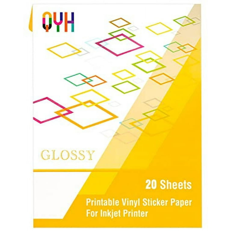 Premium Printable Vinyl for Inkjet Printer-20 Glossy Sticker Paper  Waterproof 8.5â€™â€™x11â€™â€™ White Labels