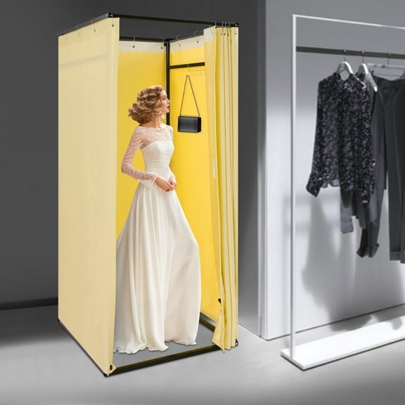 Premium Privacy Cubicle, 33.46x33.46x78.74in Anti-Scratch Hemp Fabric, Sturdy Track-Pulley System, Hanging Accessories Included, Optimal for Clinics & Mobile Services