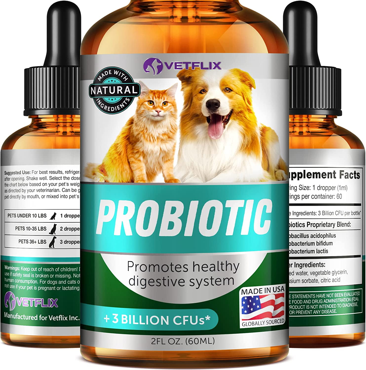 Premium Probiotics for Dogs & Cats Digestive Enzymes & Prebiotics