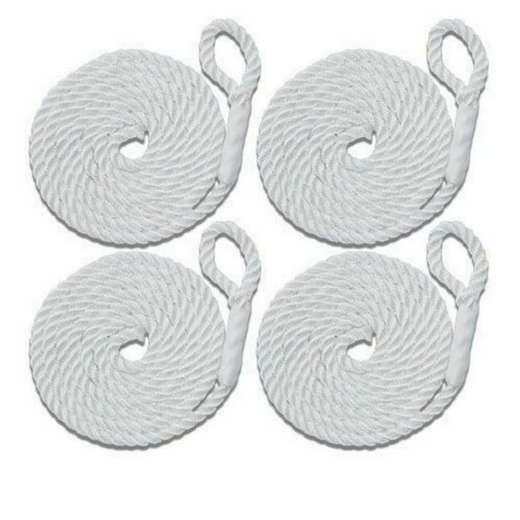 Premium Products LLC Triple Braid Nylon Replacement 3/8 Inch - 7 Foot Boat Marine Fender Lines - Pack of Four
