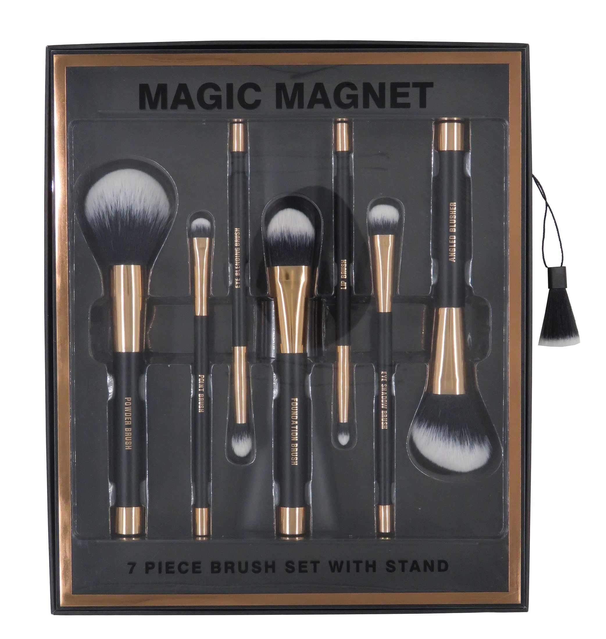 Premium Professional Cosmetic Magnet Brush with Standing Holder, 7 Pieces
