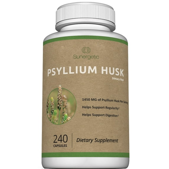 Premium Psyllium Husk Capsules - 725mg of Psyllium Husk per Capsule - Powerful Psyllium Husk Fiber Supplement Helps Support Digestion & Regularity - Easy to Swallow Psyllium Husk - 240 Capsules