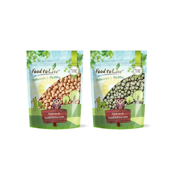 Premium Pulses Bundle, 2 Pack – Chickpeas (5 LB), Whole Green Peas (5 LB), Dried Garbanzo Beans and Green Peas, Raw, Vegan, Kosher, Sproutable, Rich in Fiber and Protein, Legumes in Bulk