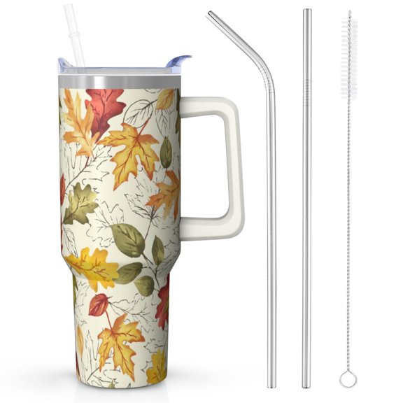 Premium Pumpkin Tumbler 40oz - Stainless Steel Double Wall | Sweat-Proof Design | Autumn Coffee Cup Gift Set