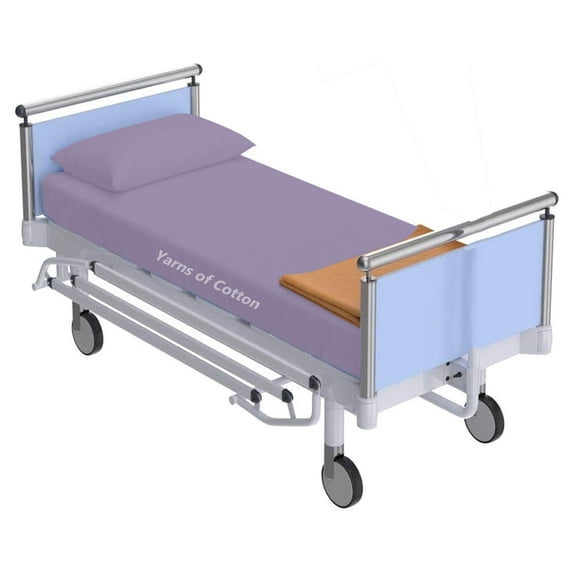 Premium Pure Cotton 3 PC's Hospital Bed Sheet Set - Hospital Bed Flat Fitted Sheets- 100% Egyptian Cotton 1000 TC Hospital Sheets - Hospital Fitted Sheets Upto 10-12" Drop (Lilac Solid, 36x84")