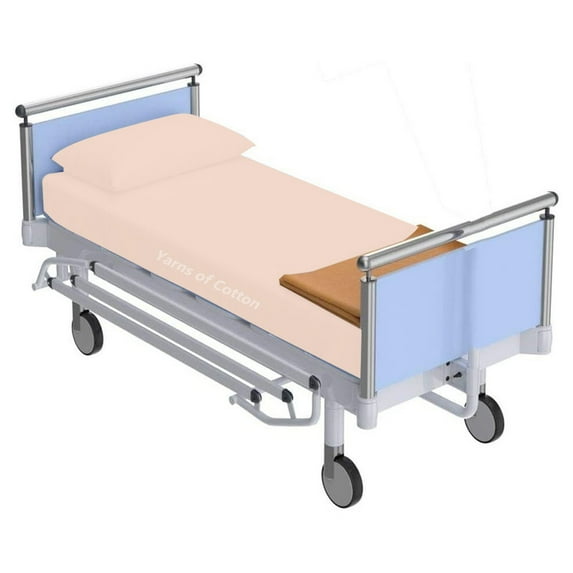 Premium Pure Cotton 3 PC's Hospital Bed Sheet Set - Hospital Bed Flat Fitted Sheets- 100% Egyptian Cotton 1000 TC Hospital Sheets - Hospital Fitted Sheets Upto 10-12" Drop (Peach Solid, Twin XL)