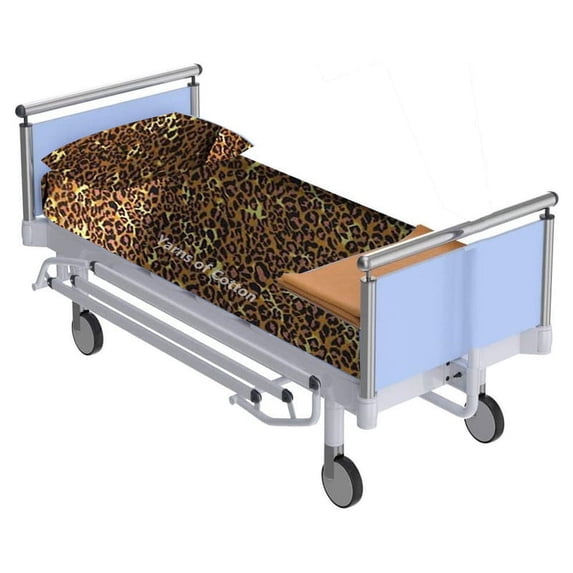 Premium Pure Cotton 3 PC's Hospital Bed Sheet Set - Hospital Bed Flat Fitted Sheets - 100% Egyptian Cotton 400 TC Hospital Sheets - Hospital Fitted Sheets Upto 10-12" Drop (Leopard Print, Twin)