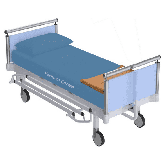 Premium Pure Cotton 3 PC's Hospital Bed Sheet Set - Hospital Bed Flat Fitted Sheets - 100% Egyptian Cotton 400 TC Hospital Fitted Sheets Upto 14-16" Drop (Mediterranean Blue Solid, Twin XL)