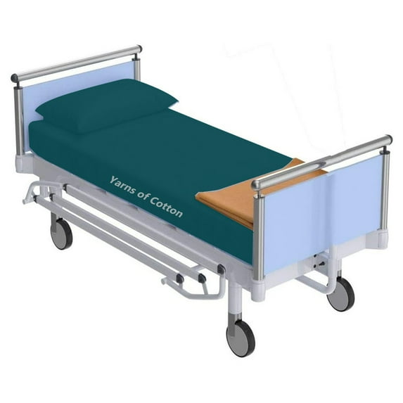 Premium Pure Cotton 3 PC's Hospital Bed Sheet Set - Hospital Bed Flat Fitted Sheets - 100% Egyptian Cotton 400 TC Hospital Sheets - Hospital Fitted Sheets Upto 6-8" Drop (Teal Solid, Twin XXL)