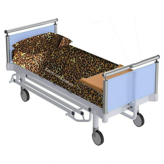 Premium Pure Cotton 3 PC's Hospital Bed Sheet Set - Hospital Bed Flat Fitted Sheets - 100% Egyptian Cotton 600 TC Hospital Sheets - Hospital Fitted Sheets Upto 6-8" Drop (Leopard Print, Twin)