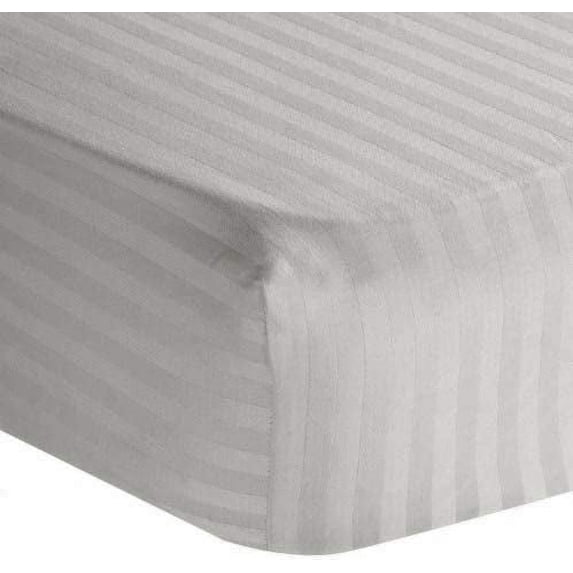 Premium Pure Cotton 3 PC's Hospital Bed Sheet Set - Hospital Bed Flat Fitted Sheets - 100% Egyptian Cotton 400 TC Hospital Sheets - Hospital Fitted Sheets Upto 6 - 8" Drop (Light Grey Stripe, 36x84")