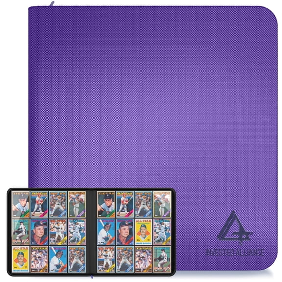 Premium Purple TCG Card Binder | Sports Trading Card Binder 12 Pocket | Trading Card Binder Zipper | Sport Card Binder | NFL Trading Card Binder - 480 Side-Loading Pockets | Collectible Card Binder.