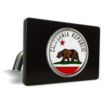 Premium QuaIity Anodized Billet Aluminum UV Resistant Car Metal Trailer/Tow Hitch Cover for 2" Receivers with Chrome Emblem - The California State Flag