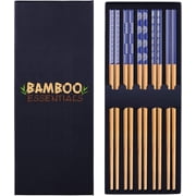 Bamboo Essentials Premium Blue Bamboo Chopsticks Set, 10 Pc Reusable Wood Utensils