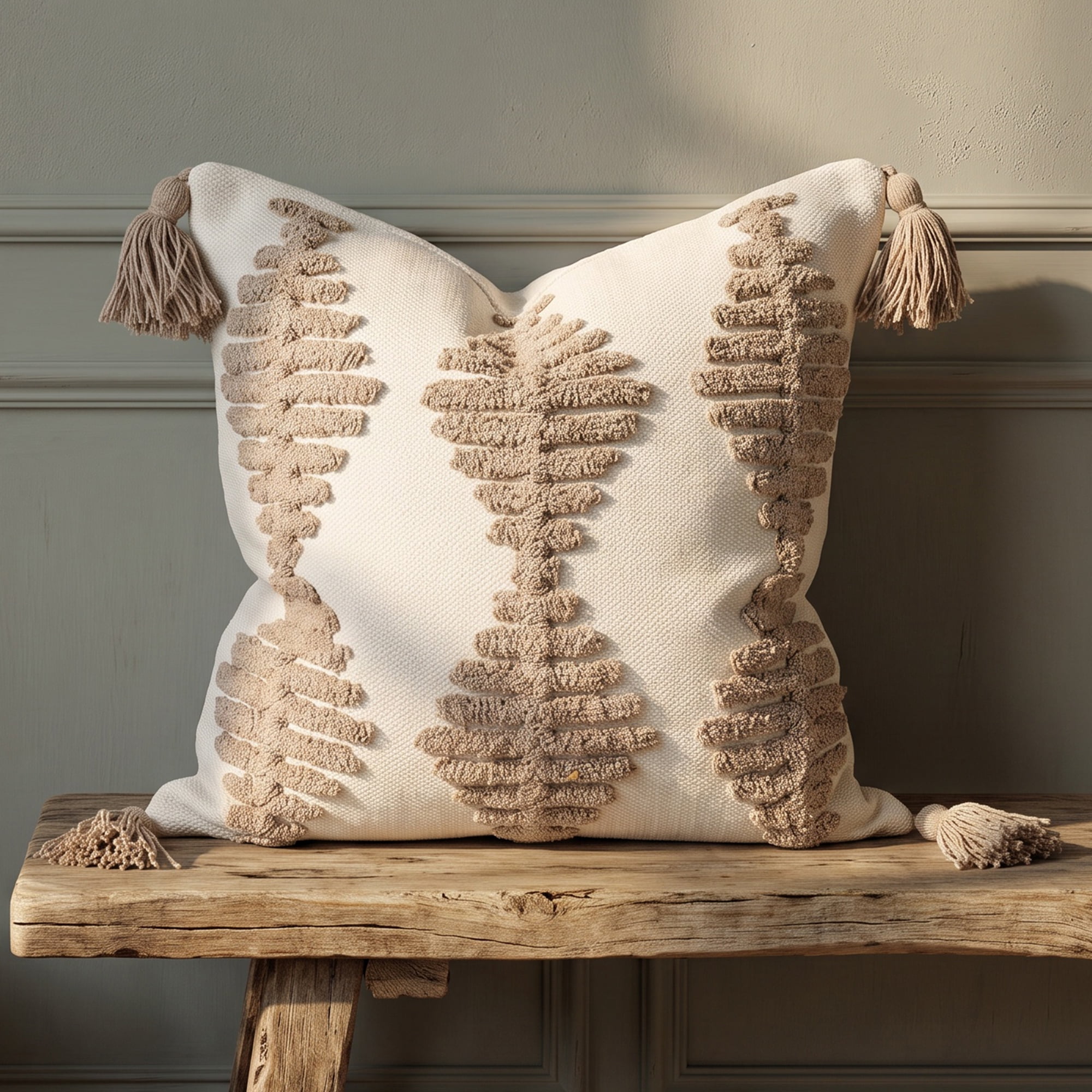 Unique Bargains 3D Tufted Geometric Boho Throw Pillow Covers Decor Cases Brown 18"x18"
