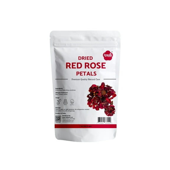 Dried Red Rose Petals for Tea, Baking, and DIY, 1 oz