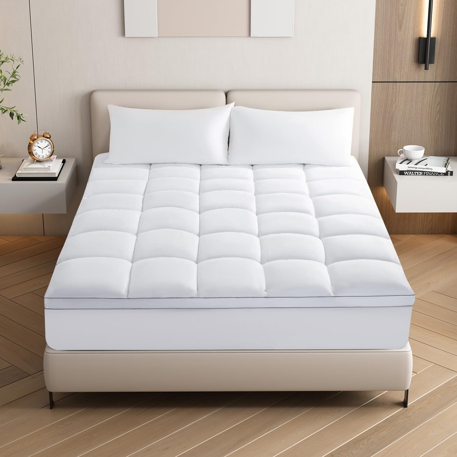Premium Queen Size Cooling Mattress Topper, Extra Thick Pillow Top