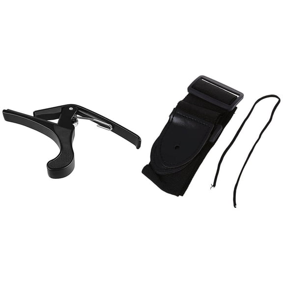 Premium Quick Change Folk Acoustic Electric Guitar Banjo Trigger Capo Key Clamp & Adjustable Guitar Strap 132 x 6cm