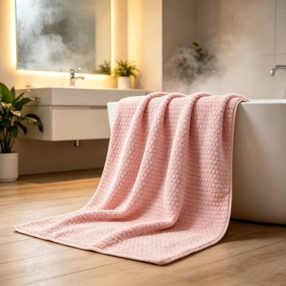 Premium Quick Dry Microfiber Bath Towel - Large 55x27 Inch, Pink | Ultra Soft Absorbent & Plush Lightweight Shower Towel for Home Gym Travel