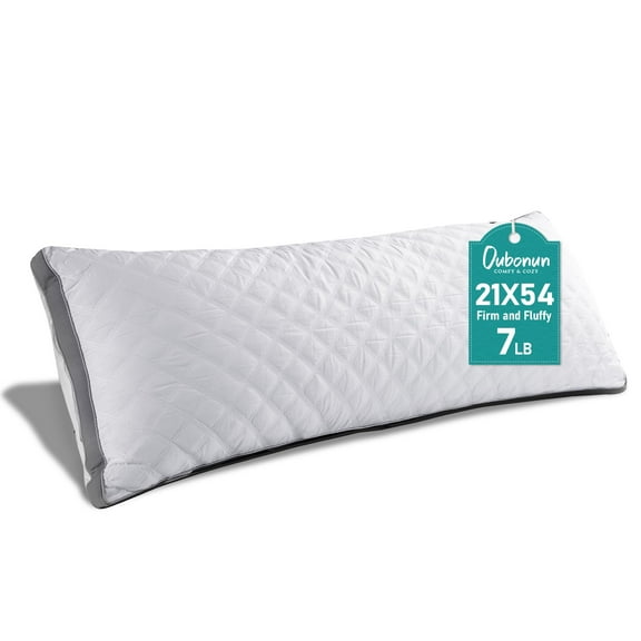 Premium Quilted Body Pillow, Adjustable Loft for Perfect Support, Firm and Fluffy Down Alternative for All Sleep Positions, 21x54, White