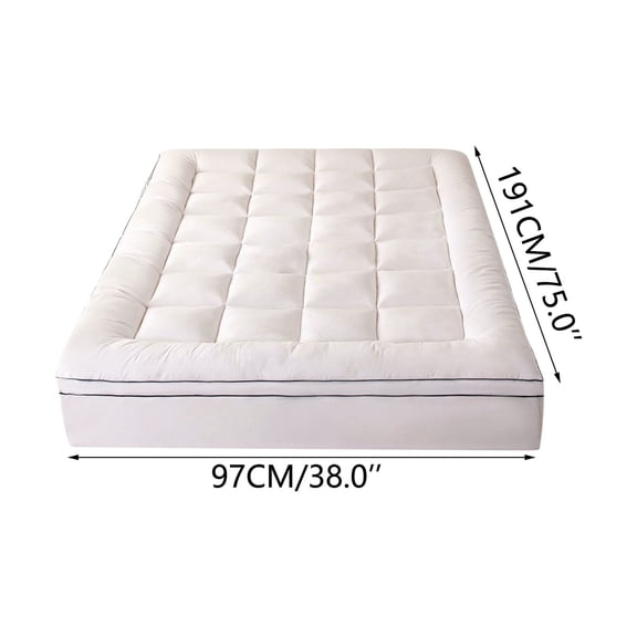 Premium Quilted Luxury Extra Thick Mattress Topper with Deep Pocket (8–21 inches) - 38" x 75" Breathable & Fluffy Soft Cooling Bed Cover - Fits Standard Mattresses Perfectly (White, Twin)
