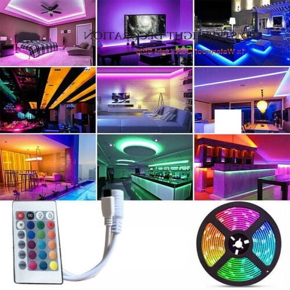 CHUSYYRAY 2835 RGB LED Strip Light Decor Set -w/Remote Control 24 Key 16ft/5m