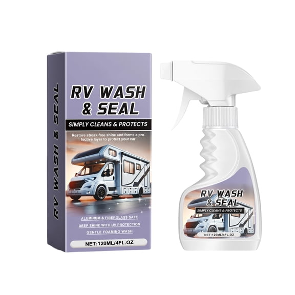 Premium RV Wash and Seal Foam Cleaner, Deep Shine with UV Protection for Aluminum and Fiberglass, Gentle Foaming Wash for Easy Stain Removal, Restores Vehicle Surface Gloss, 120ML