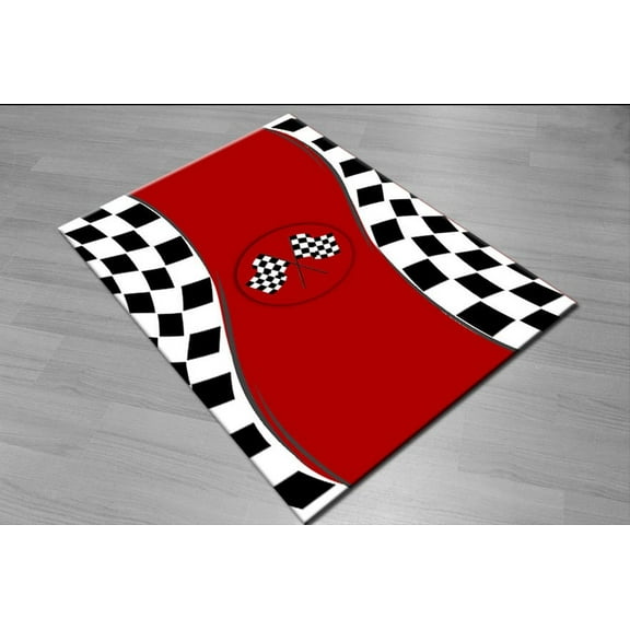 Premium Race Flag Bedroom Carpet Rug, High-Quality Decorative Floor Mat, Race Theme Rug