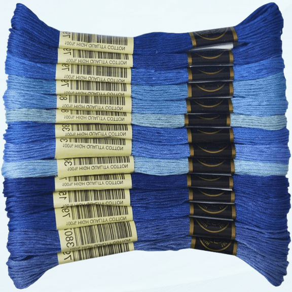 Premium Rainbow Color Embroidery Floss - Cross Stitch Threads - Friendship Bracelets Floss - Crafts Floss - 14 Skeins Per Pack Embroidery Floss, Royal Blue Gradient