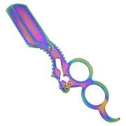 Premium Rainbow Titanium Straight Razor with Dual Finger Insert Handle, Classic Stainless Steel Barbero Shaver for a Smooth & Precise Shave, Premium Barber Razor for Men's Shaving