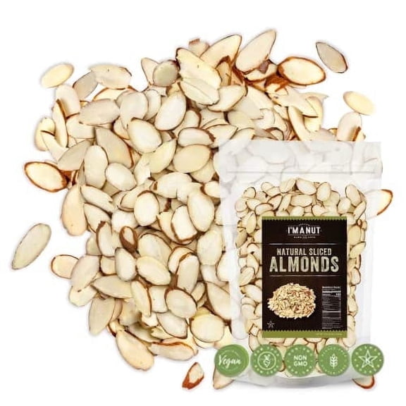 Premium Raw Unsalted Sliced BDF32 Almonds 32oz (2 lb) | Superior Gourmet Quality | Batch Tested Gluten & Peanut Free | Non-GMO | No PPO | Unblanched for Maximum Nutrition & Flavor