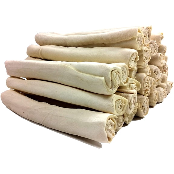 Premium Rawhide Retriever Thick Rolls for Dogs Bone 9-10 (24 Count) All-Natural Grass-Fed Free-Range Hand Rolled Dog Bones for Medium and Large Dogs