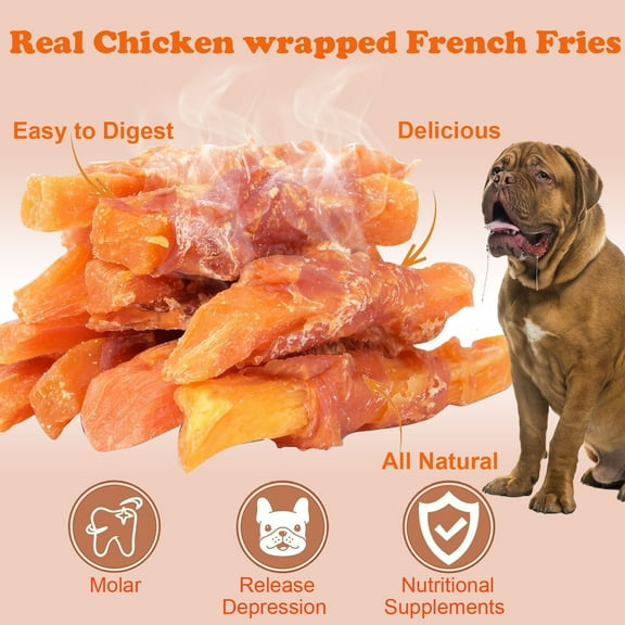 Premium Real Chicken Wrapped Sweet Potato Dog Treats! Perfect for Training and Dental Health- Suitable for Small, Medium & Large Breeds