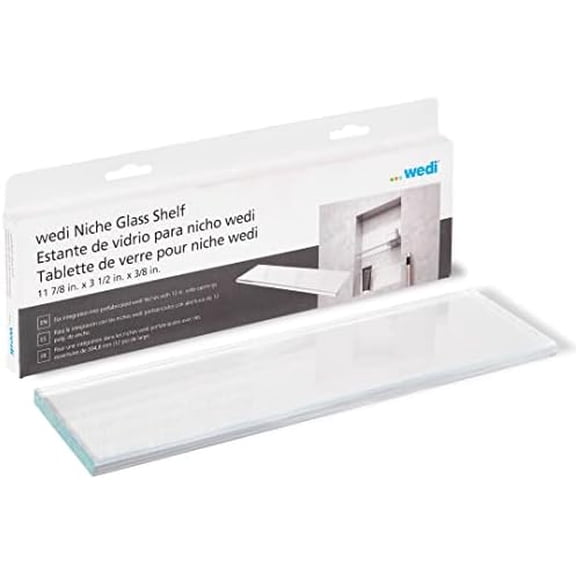 Premium Recessed Prefabricated Shower Niche Glass Shelf, 11 7/8" x 3 1/2" (30.16 cm x 8.89 cm), Accessory for Use in Showers, Bathrooms$$Tools & Hardware Other