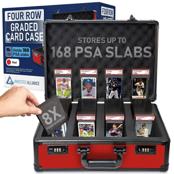 Premium Red 4 Row PSA Slab Case For Graded Cards | PSA Graded Card Storage Box, Graded Card Case, PSA Card Holder, PSA Case, PSA Card Case, Card Slab Cases, Graded Card Box, Sports PSA Card Storage