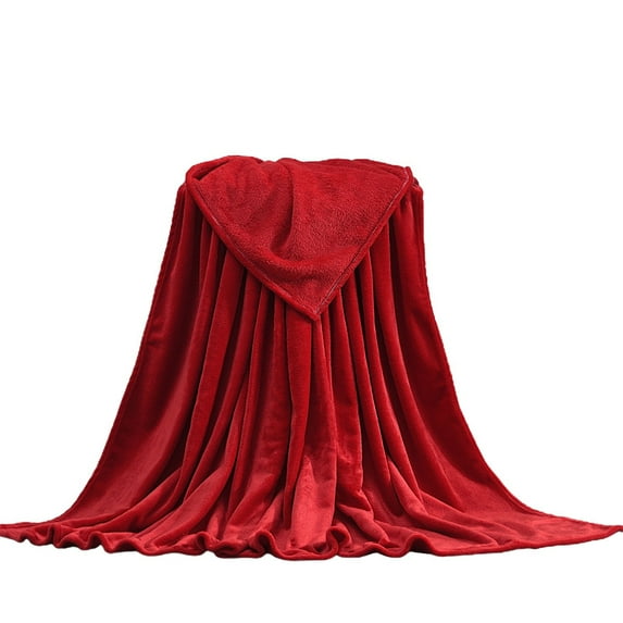 Premium Red Flannel Bath Blanket 200x230cm Reversible Double-Sided Ultra-Soft Machine Washable for Sofa Bed Indoor Outdoor All-Season Use