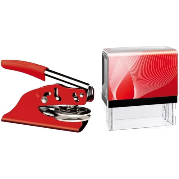 Premium Red Notary Seal Embosser andRed Printer 40 Self Inking Notary Stamp - Massachusetts$$Office