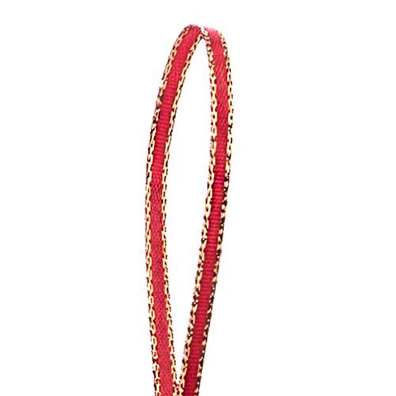 Premium Red Satin Ribbon with Gold Edge  1/8" x 50 Yards