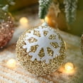 thumbnail image 1 of Premium Red Snowflake Christmas Ornament, 3.14-Inch Elegant Beaded Hanging Ball for High-End Holiday Tree Decor,Gold, 1 of 6