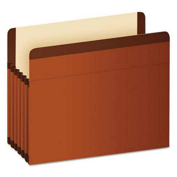Premium Reinforced Expanding File Pockets, 5.25" Expansion, Letter Size, Red Fiber, 5/box | Bundle of 2 Boxes