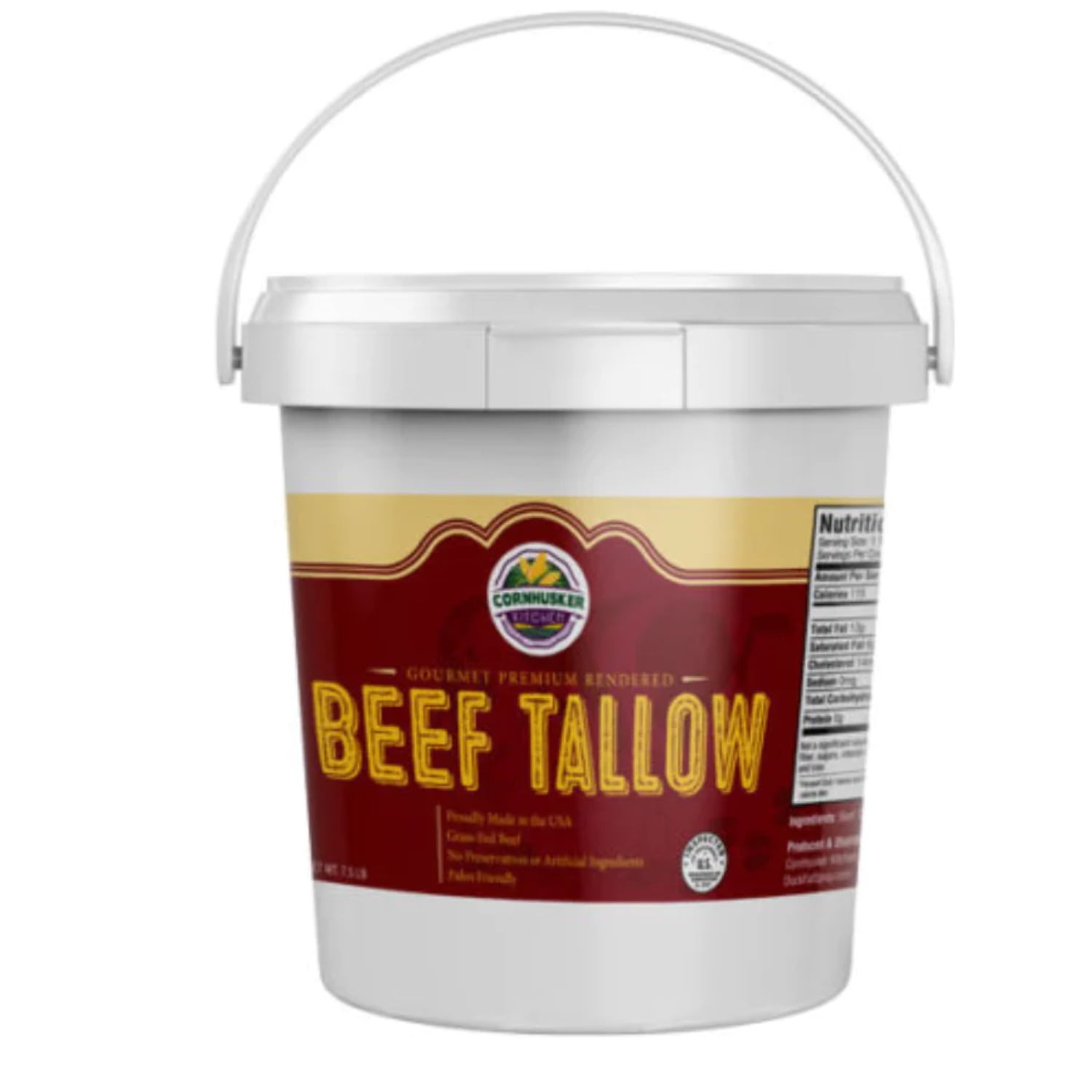 Premium Rendered Beef Tallow Tub 7.5 lb. Tub 100 GrassFed Beef