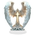 thumbnail image 1 of Premium Resin Angel Wing Cross Light-Up Figurine, Spiritual Religious Home Decor, Warm Glow Intricate Cross Statue for Desk, Bedroom, Living Room Faith Nook (White), 1 of 6