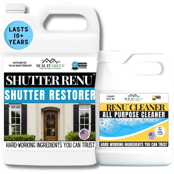 Premium Restorer - Restores Original Color & Rejuvenates Faded Shutters, Patio Furniture, Doors & More | Eco-Friendly |Lasts 10 Yrs.| Includes Powerful Cleaner | Half Gallon Kit